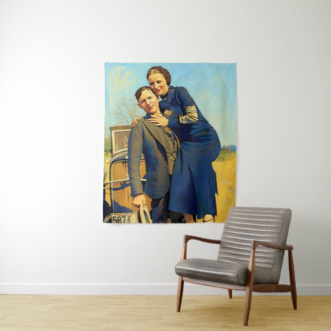 Tapete De Parede Bonnie Parker Clyde Barrow 1933 Faux Painting (In Situ)