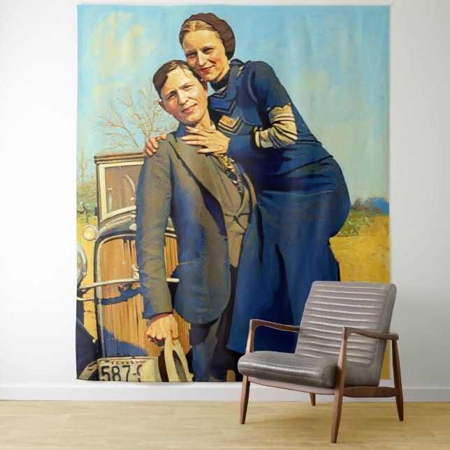 Tapete De Parede Bonnie Parker Clyde Barrow 1933 Faux Painting (In Situ)