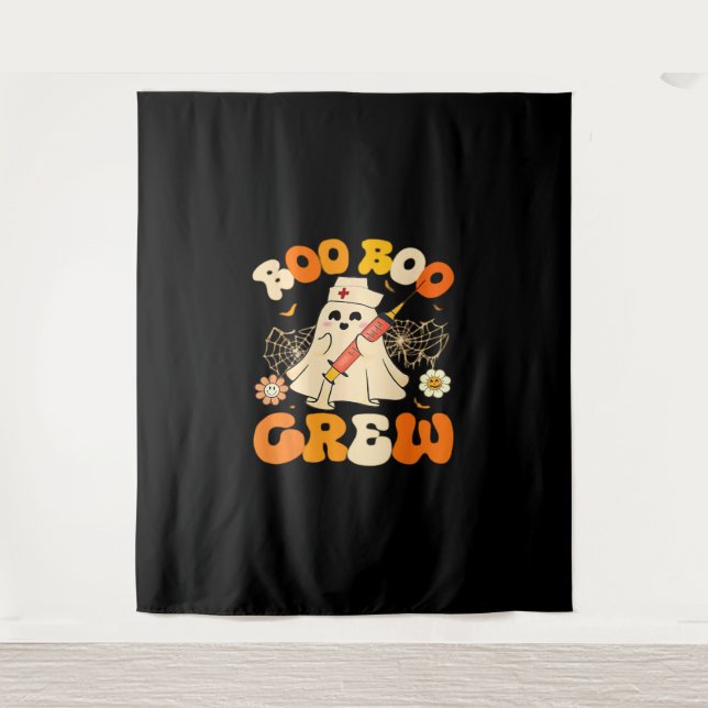 Tapete De Parede Boo Boo Crew Ghost Enfermeiro, Retro Hallowee (Frente)