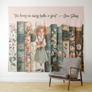 Tapete De Parede Book Lover Anne of Green Gables Livros Florais
