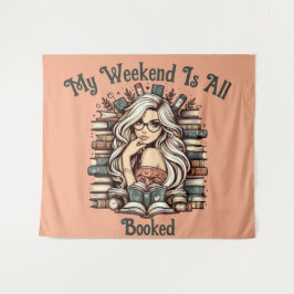 Tapete De Parede Bookish Bliss: Rapariga Entre Livros