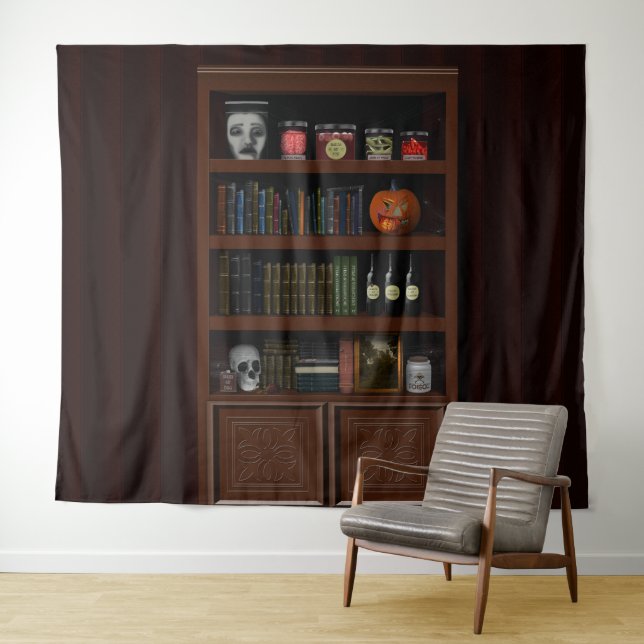 Tapete De Parede Bookshelf Halloween Haunted House (In Situ (Horizontal))