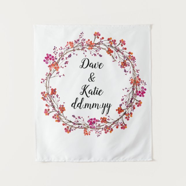 Tapete De Parede Booth de Foto Floral de Casamento Floral de Fundo  (Frente)