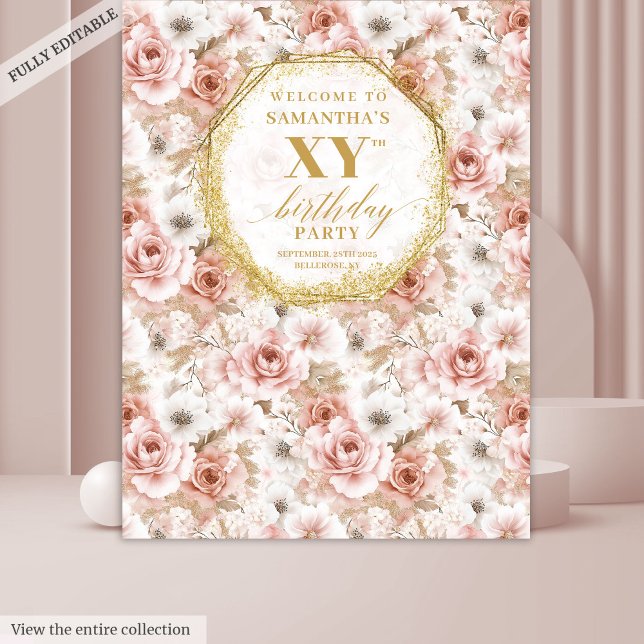 Tapete De Parede Booth de Fotos Dourado Marfim Rosa Poenta Fabuloso (Fabulous Dusty Pink Ivory Gold Photo Booth Tapestry)