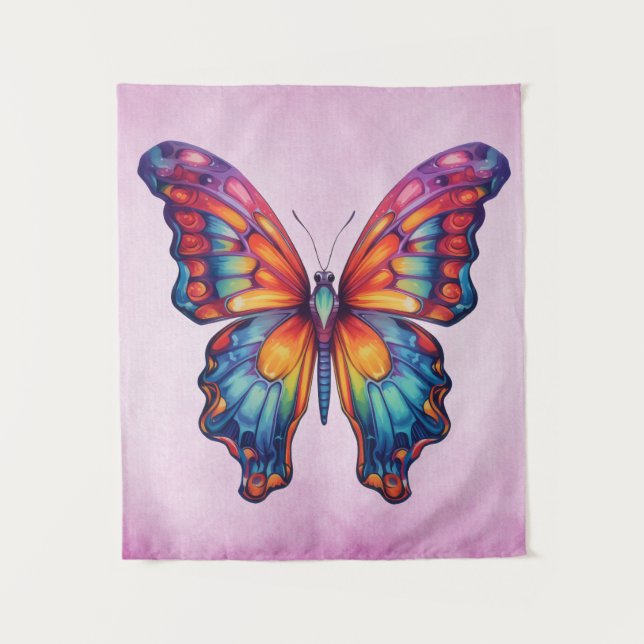 Tapete De Parede Borboleta Azul Laranja Asas (Frente)