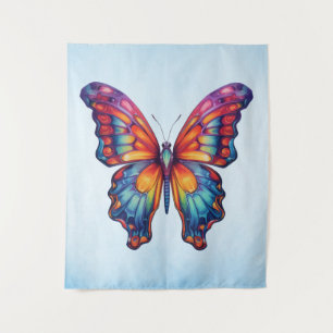 Tapete De Parede Borboleta Azul Laranja Asas