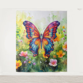 Tapete De Parede Borboleta Azul Laranja Asas