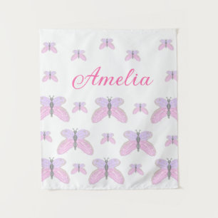Tapete De Parede Borboleta brilho roxo rosa adicionar texto letra n