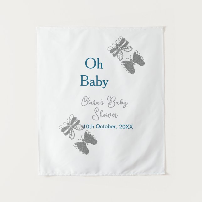 Tapete De Parede Borboleta cinza azul bebê moderno ext (Frente)