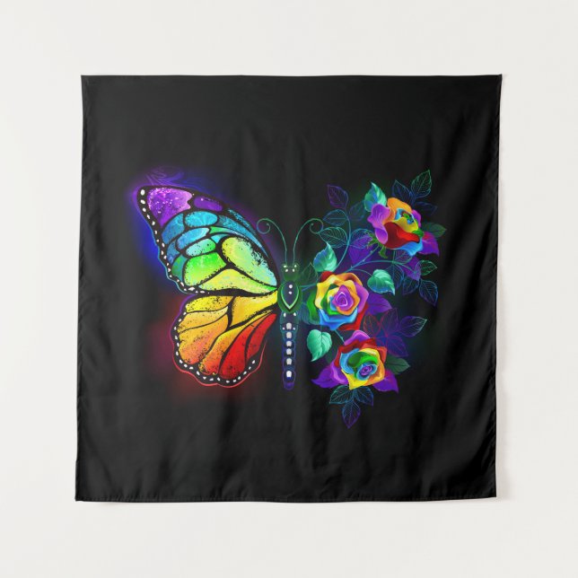 Tapete De Parede Borboleta-flor-arco-íris (Frente)