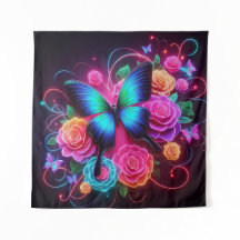 Borboleta Neon & Rosas