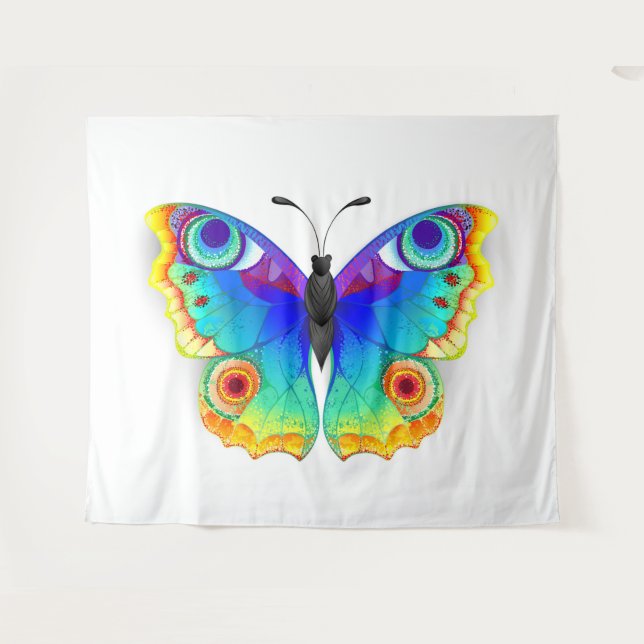 Tapete De Parede Borboleta Pavão Olho Arco-íris (Frente (Horizontal))