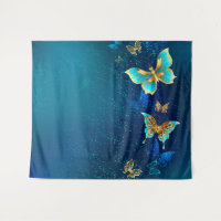 Borboletas de ouro em um fundo azul