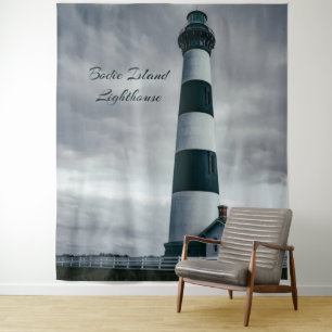 Tapete De Parede Bordie Island Lighthouse preto e branco
