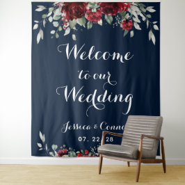 Tapete De Parede Bordô Eucalipto Bem-vindo Ao Nosso Casamento Marin