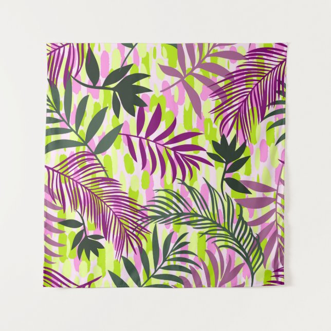 Tapete De Parede Botanical seamless pattern mixed with geometric sh (Frente)
