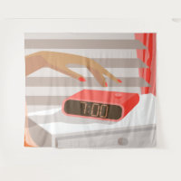 Botão de snooze do despertador da mão das mulheres
