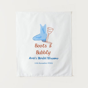 Tapete De Parede Botas & champanhe espumante azul no chá de noiva