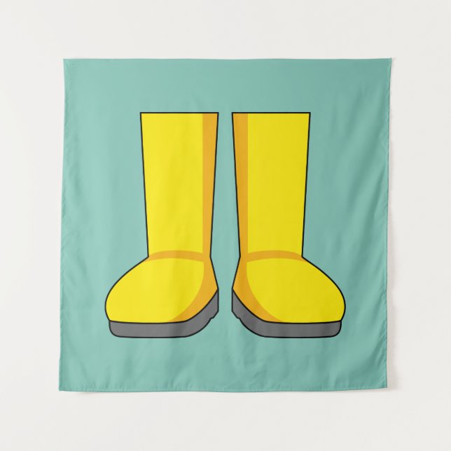 Tapete De Parede Botas de Borracha Amarelas para Chuva (Frente)