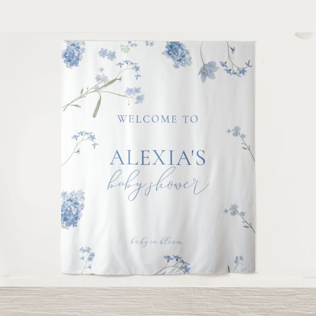 Tapete De Parede Boy Blue Baby in Bloom Baby Shower Welcome Sign (Frente)