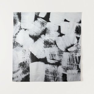 Tapete De Parede Branco preto, canvas pintada por abstrato.