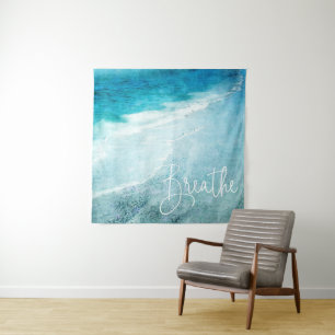 Tapete De Parede Breathe Yoga Cote Retro Beach Teal Blue Ocean