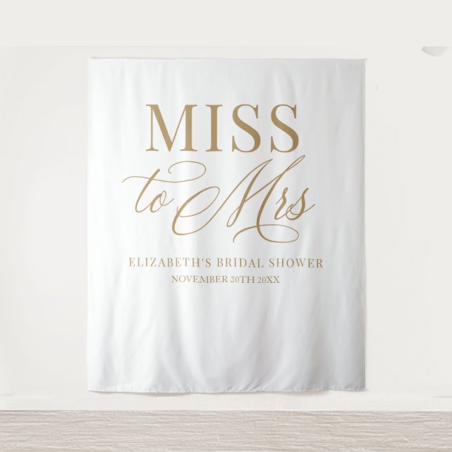 Tapete De Parede Bridal shower elegant Miss to Mrs backdrop (Frente)