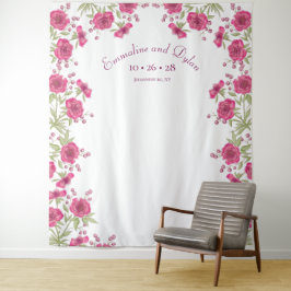 Tapete De Parede Bright Pink Rose Wedding Photo Backdrop