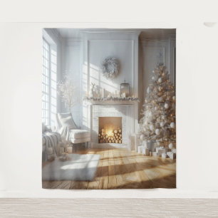 Tapete De Parede Brilho Branco de Natal Voltado