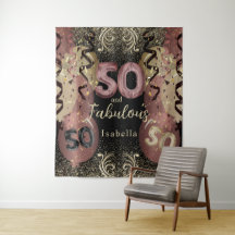 Brilho Dourado Rosa e Preto Aniversário de 50 anos