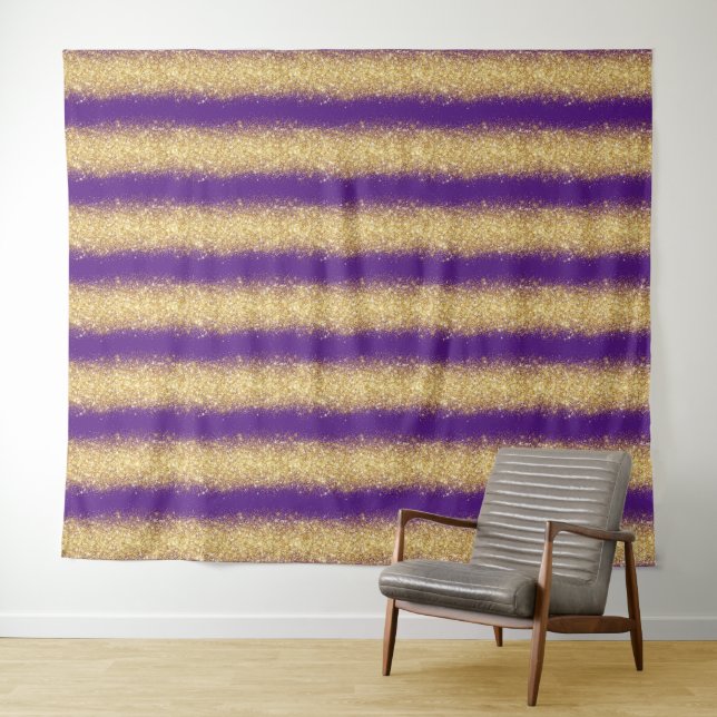 Tapete De Parede Brilho Dourado Roxo Luxo (In Situ (Horizontal))