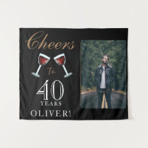 Brinde a 40 Anos Vinho Tinto Foto de Aniversário d