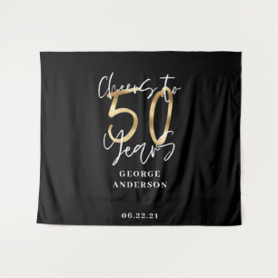 Tapete De Parede brinde aos 50 anos moderno preto e dourado