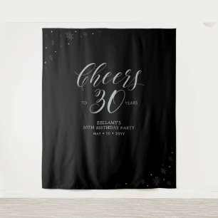 Tapete De Parede Brindemos aos 30 anos Festa de Aniversário Silve
