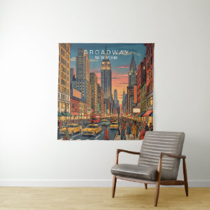 Tapete De Parede Broadway Nova York Viagem Arte Vintage