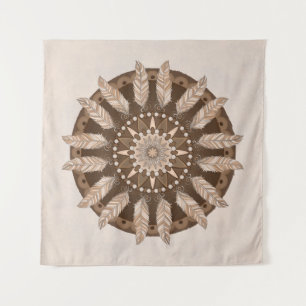 Tapete De Parede Brown Earth Tones Feather Mandala