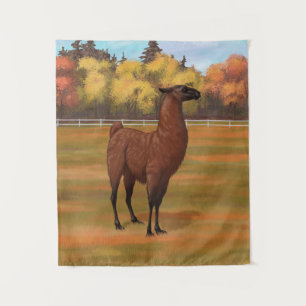 Tapete De Parede Brown Llama na Pastagem da Fazenda do outono