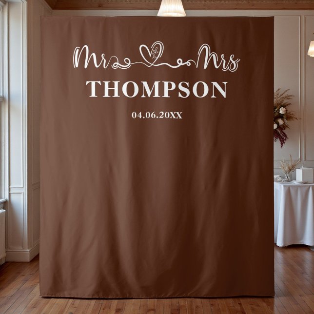 Tapete De Parede Brown | Mr and Mrs Elegant Simple Backdrop (Criador carregado)