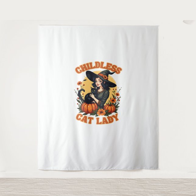 Tapete De Parede Bruxa de gato sem filhos - gato preto engraçado (Frente)