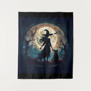 Tapete De Parede Bruxa Feliz no Halloween à Meia-Noite