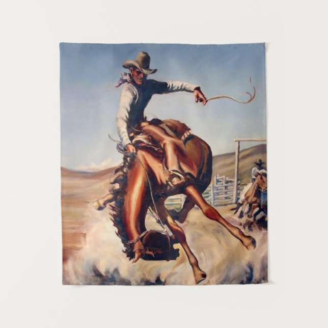 Tapete De Parede “Bucking Bronco” Arte Ocidental por Will James (Frente)