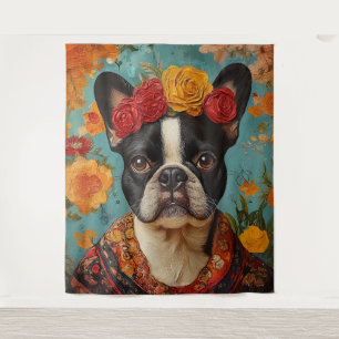Tapete De Parede Buldogue francês como Frida Kahlo