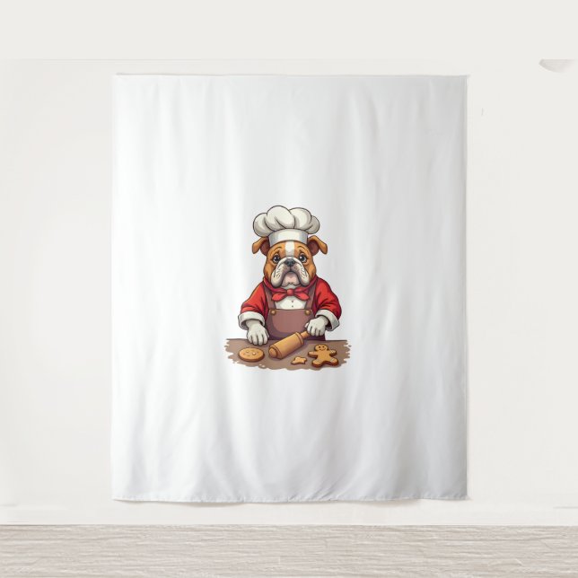 Tapete De Parede Buldogue Gingerpão Chef (Frente)