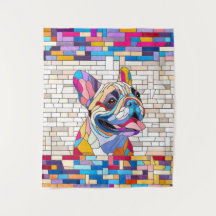 Bulldog Francês - Frenchie - mosaico colorido