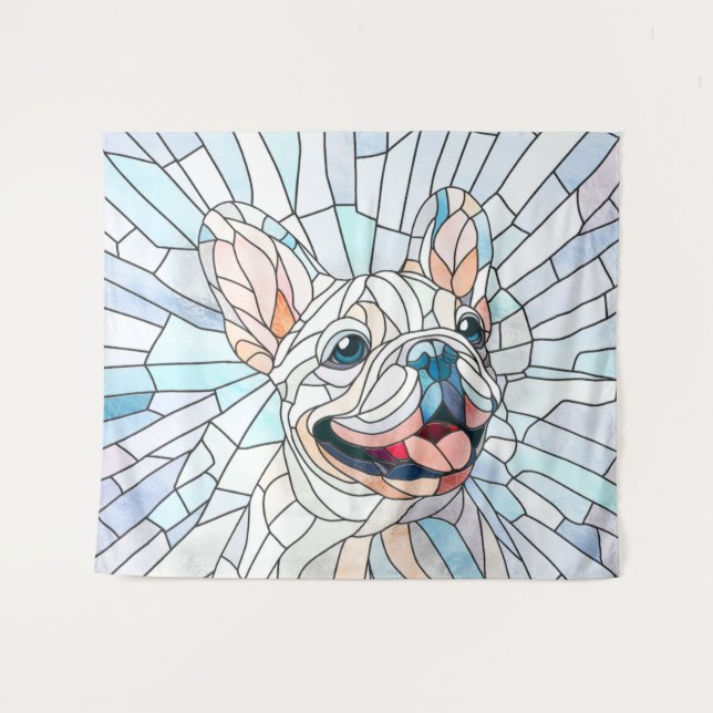 Tapete De Parede Bulldog Francês - Frenchie - mosaico pastel (Frente (Horizontal))
