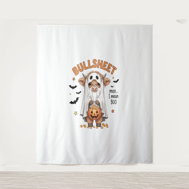 Tapete De Parede Bullsheet Highland Cow Funny Ghost (Frente)