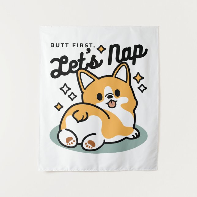Tapete De Parede Bumbum Primeiro, Vamos Nap - Bumbum Corgi Cute (Frente)