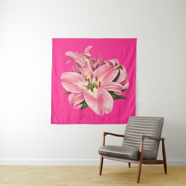 Tapete De Parede Buquê de Flores de Lírio Rosa (In Situ)