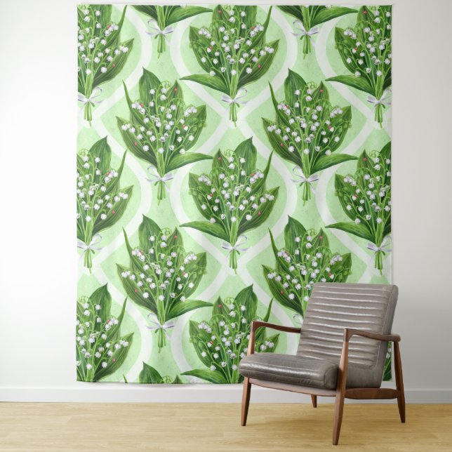 Tapete De Parede Buquê de lilly das flores do vale em verde (In Situ)