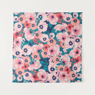 Tapete De Parede Buquê Floral de Aquarela: Peões Vintage.